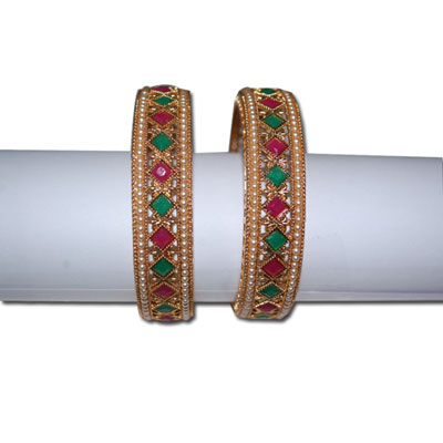 "Stone Bangles - MGR-1201 ( 2 Bangles) - Click here to View more details about this Product